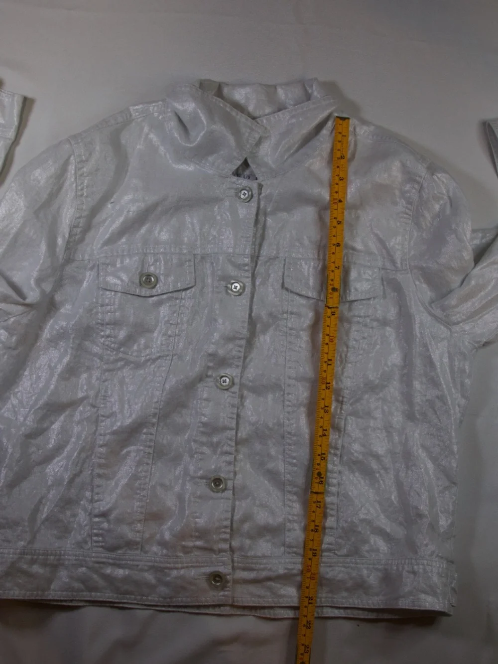 Tommy Bahama Womens Linen Jacket White Shimmer Button Front Large L - Picture 6 of 6